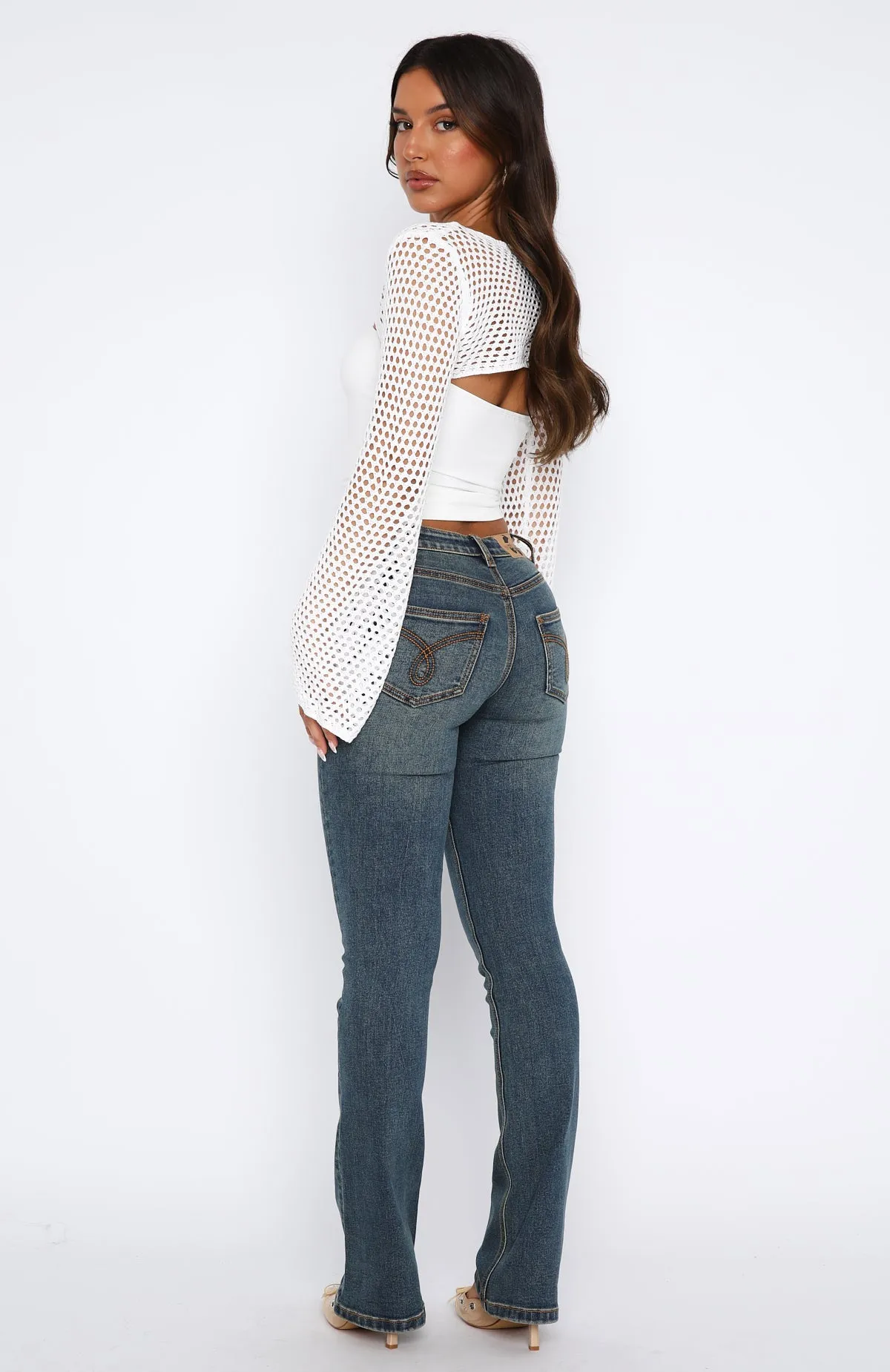 black slimming Wait For No One Low Rise Bootleg Jeans Mid Vintage Blue