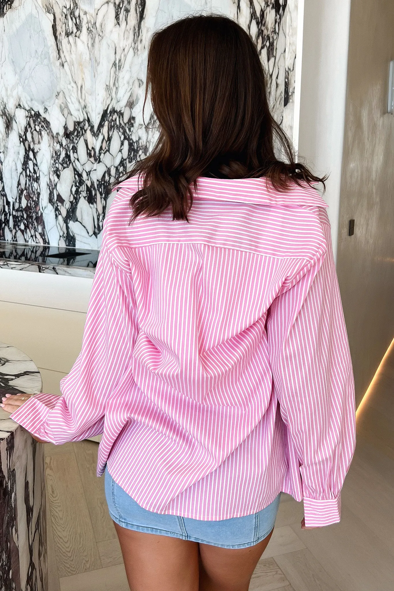Boston Shirt - Pink Pinstripe Unique Pattern