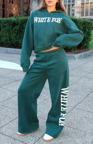 Brand New Start Wide Leg Sweatpants Forest Green Form Fitting Functional Layer