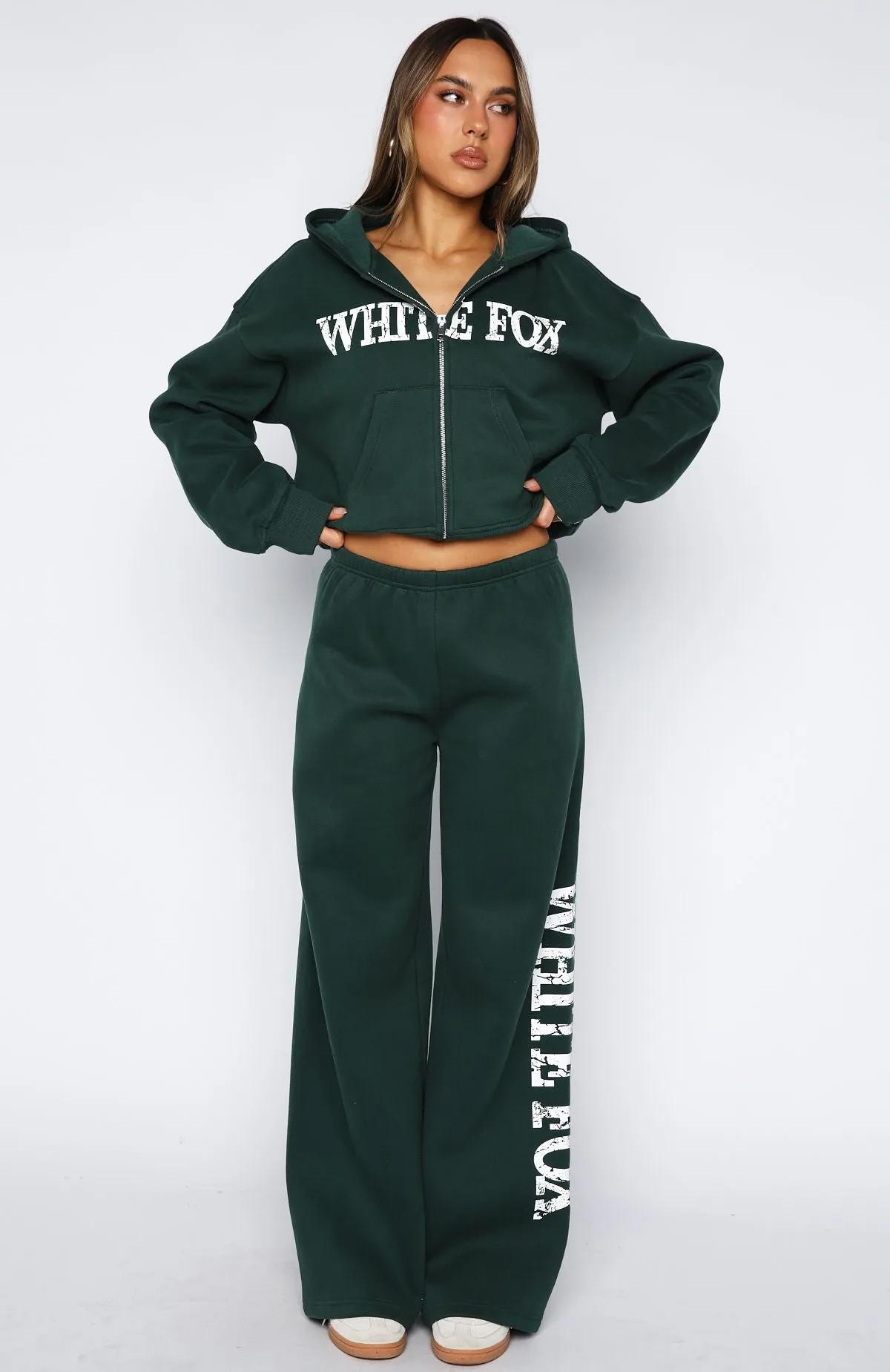 Brand New Start Wide Leg Sweatpants Forest Green Casual Style