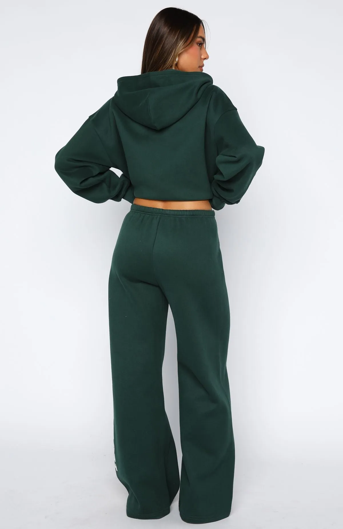 Brand New Start Wide Leg Sweatpants Forest Green Casual Style