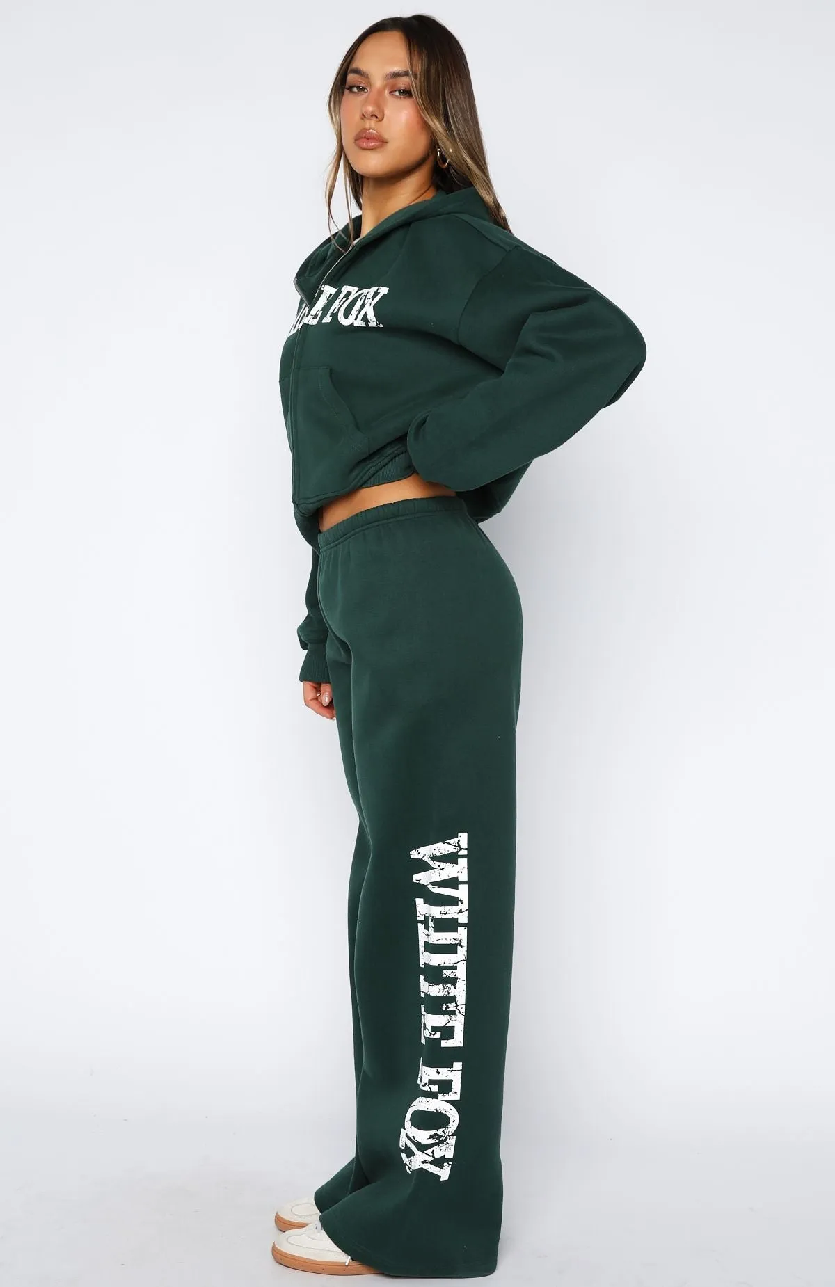 Brand New Start Wide Leg Sweatpants Forest Green Casual Style