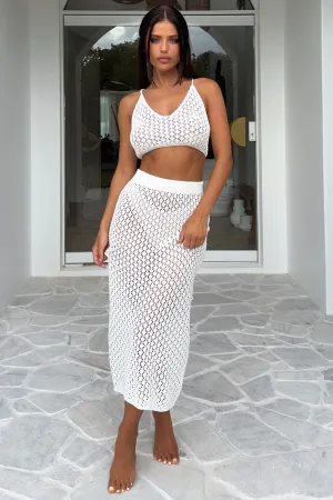 Street Edge Balanced Outfit Ashlyn Maxi Skirt - White