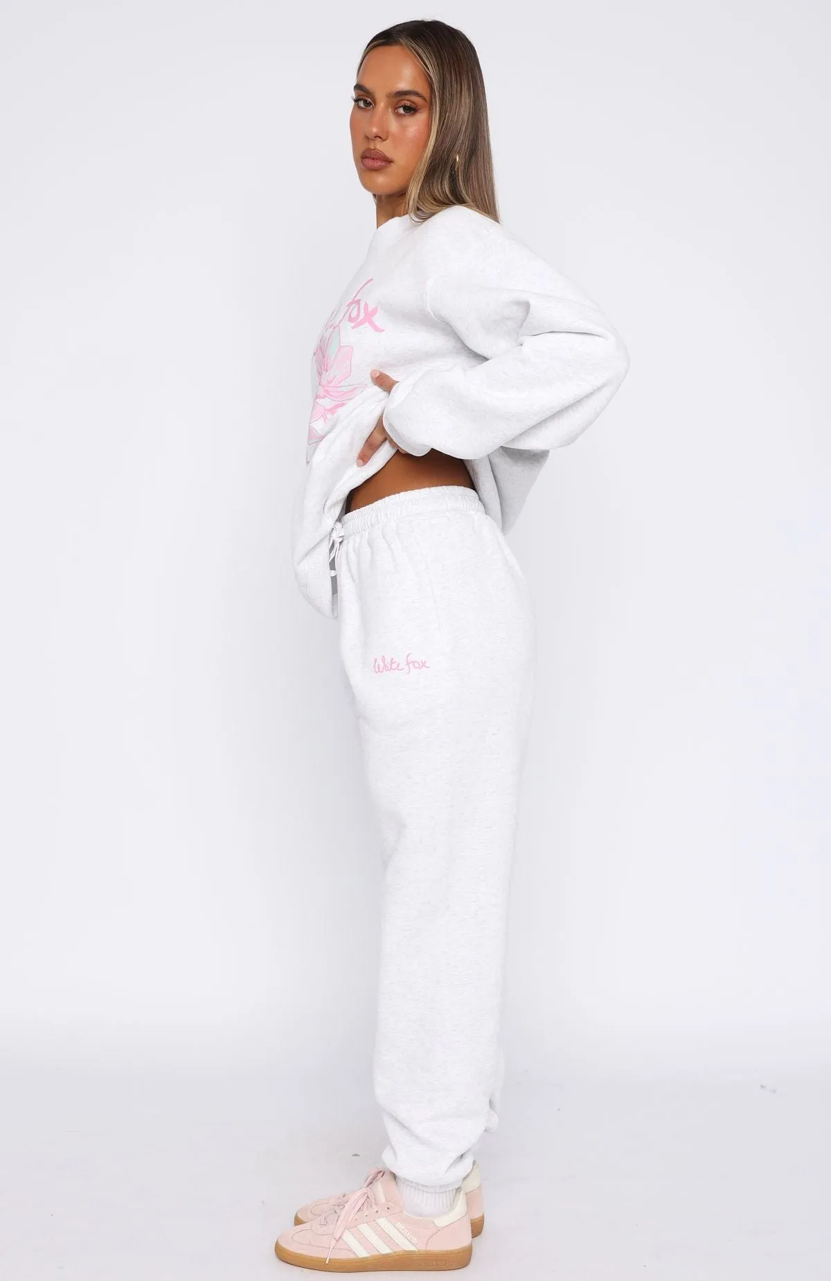 Breathable Fit Pick You A Flower Sweatpants Grey Marle