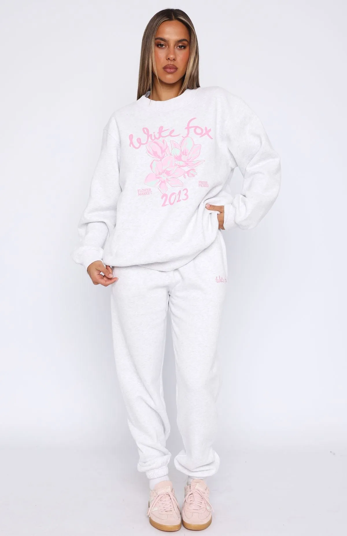 Breathable Fit Pick You A Flower Sweatpants Grey Marle