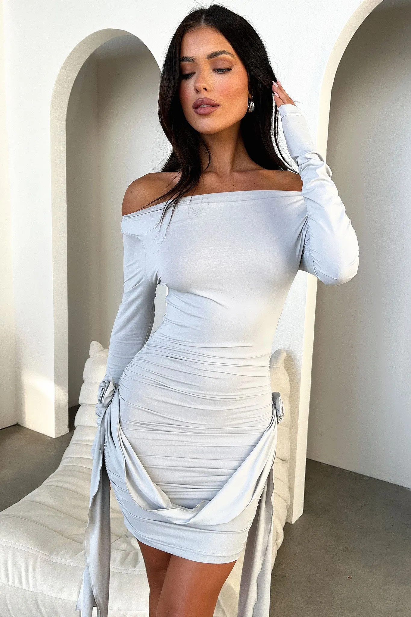 Bubble Hem Lioness Glory Mini Dress - Grey