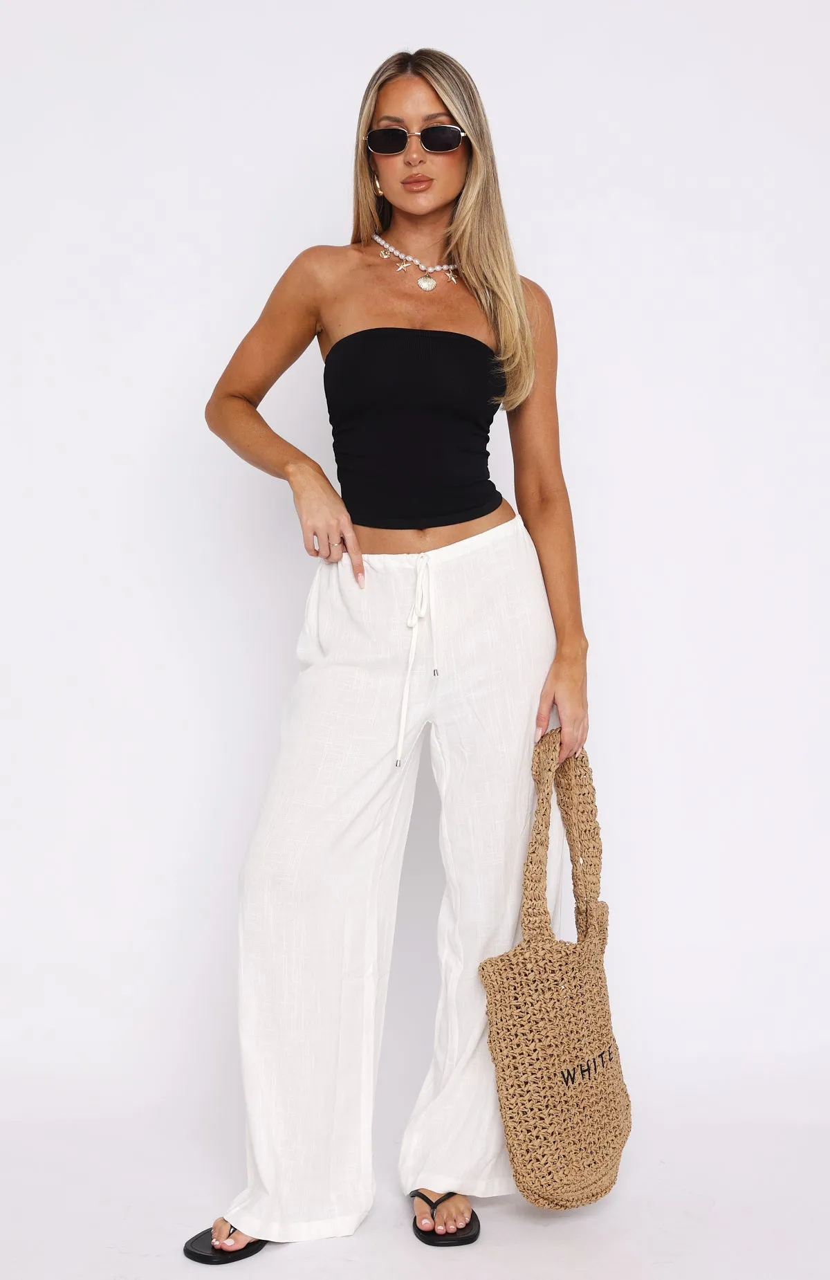 Burning Love Linen Pants White Built-In Padding