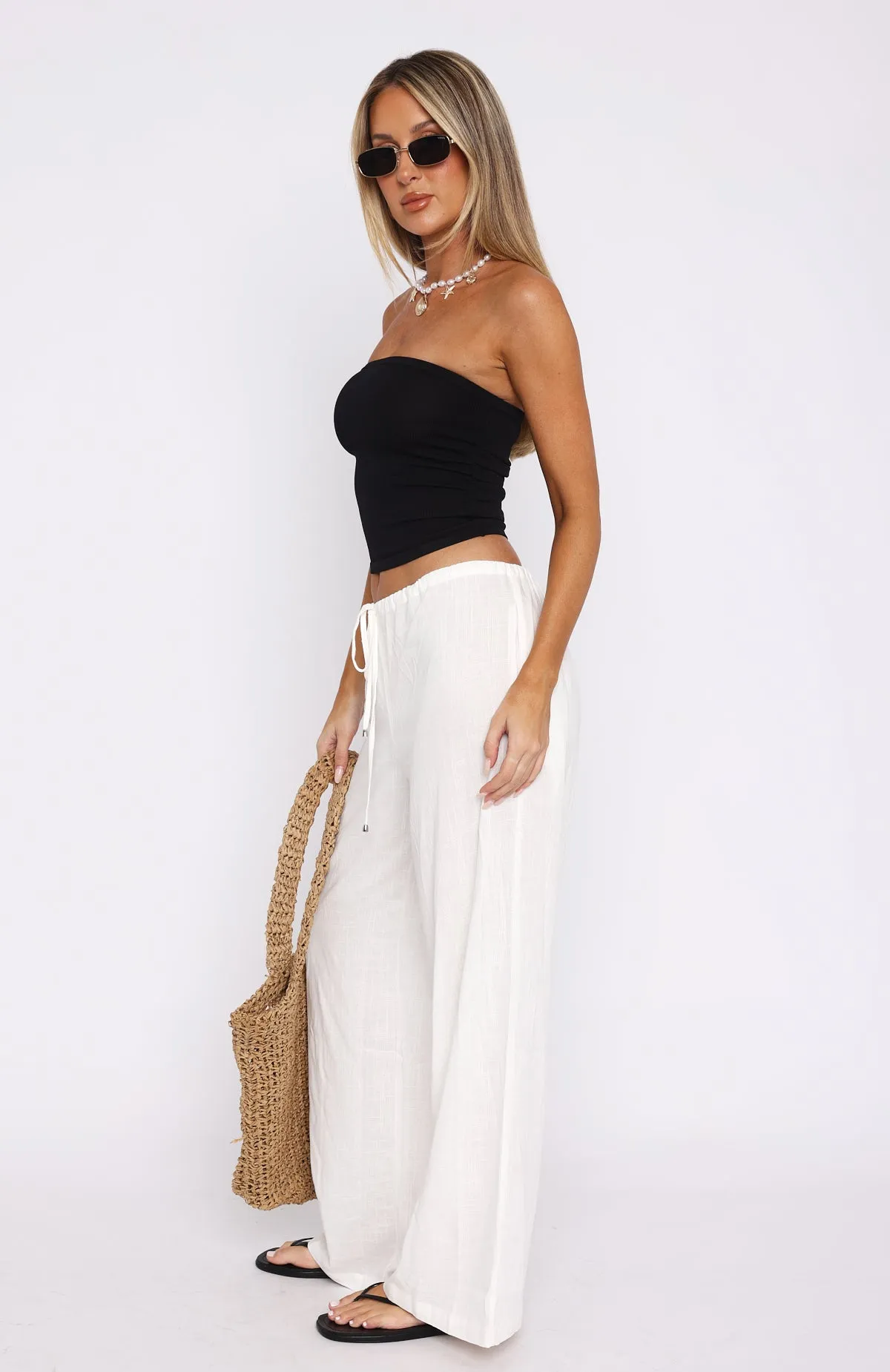 Burning Love Linen Pants White Built-In Padding