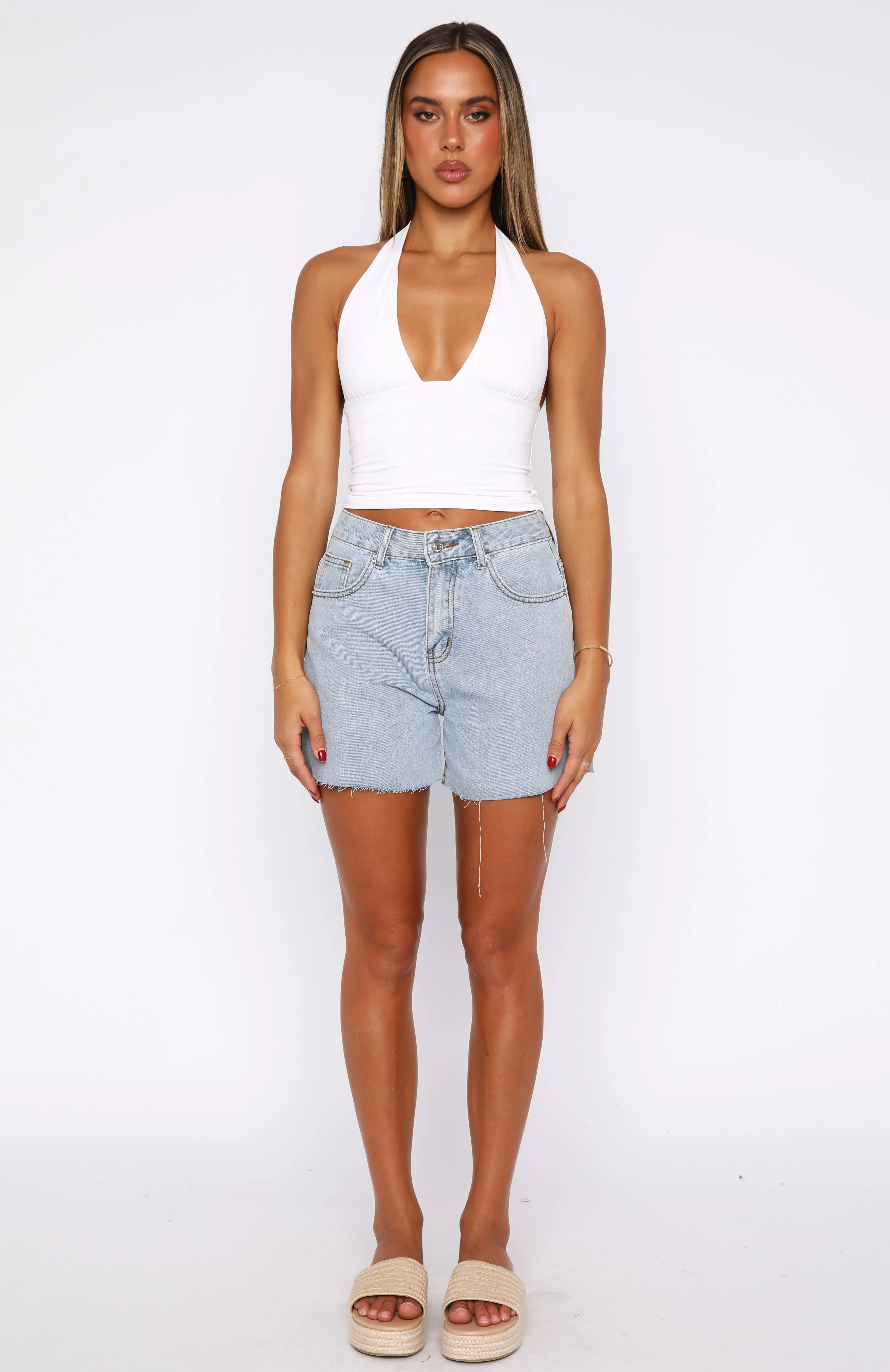 Business casual Keep It Brief Denim Shorts Light Blue