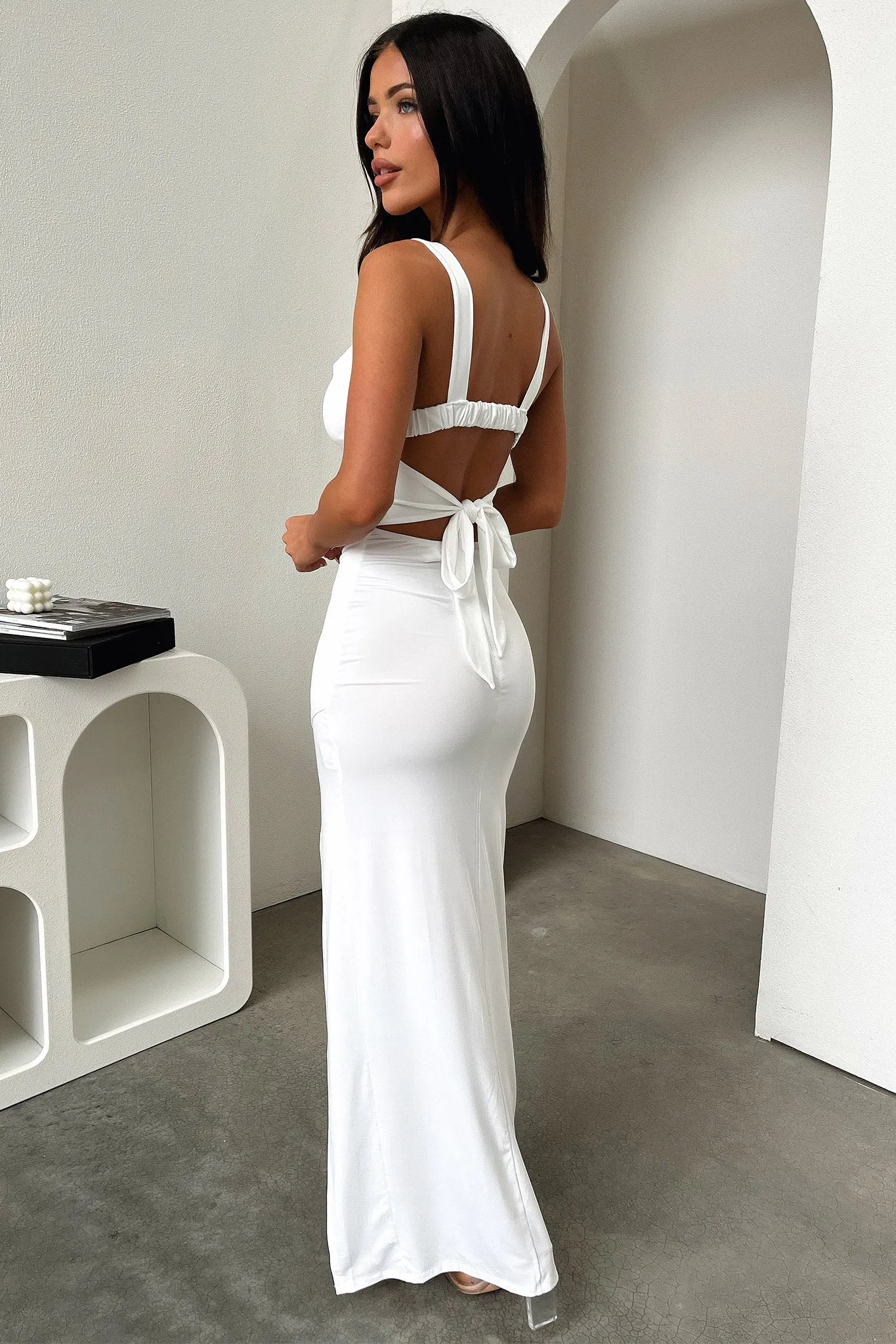 Calvary Maxi Dress - White Tailored Elegance