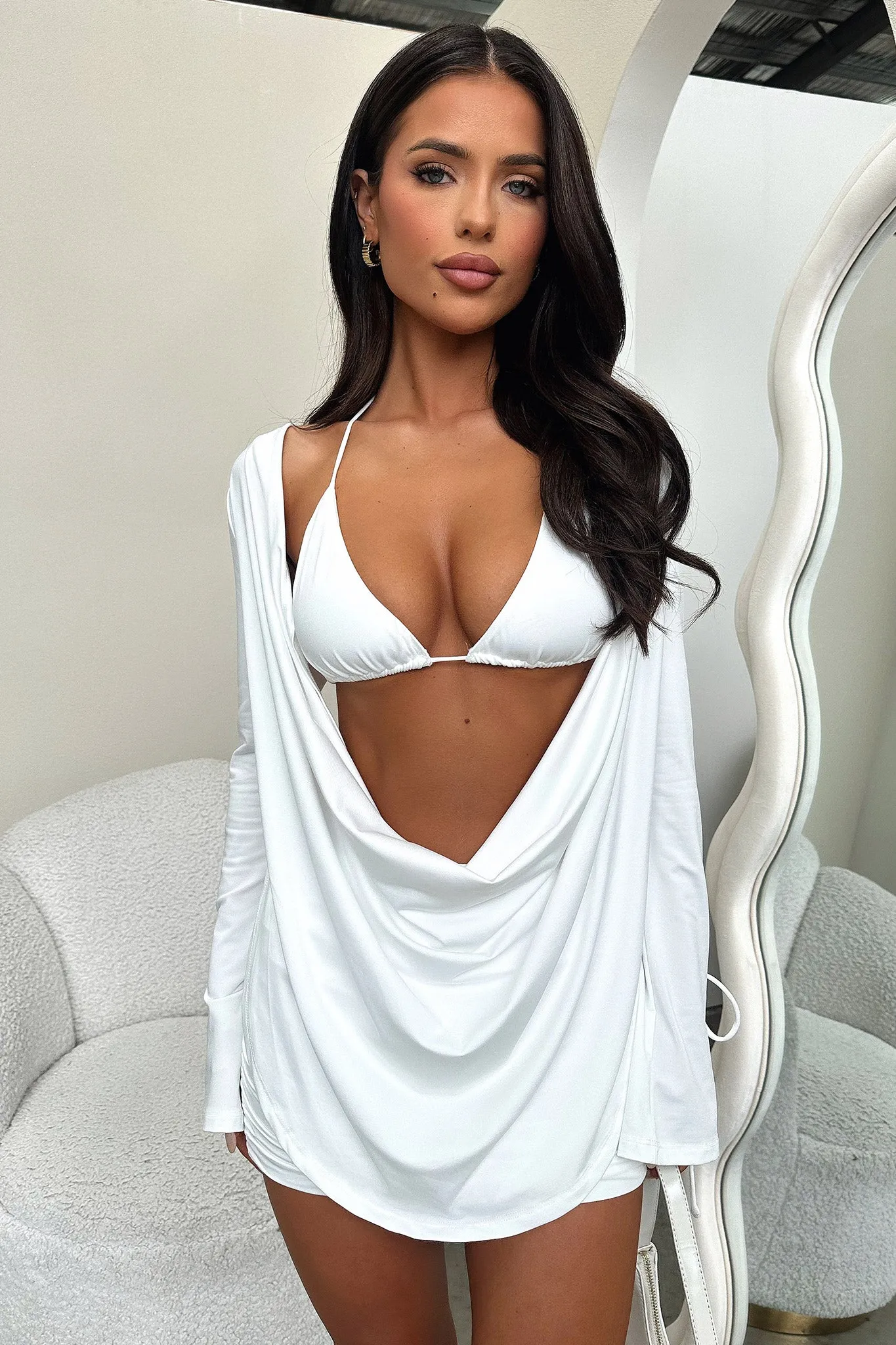 Cardi Mini Skirt  - White Bold Fit