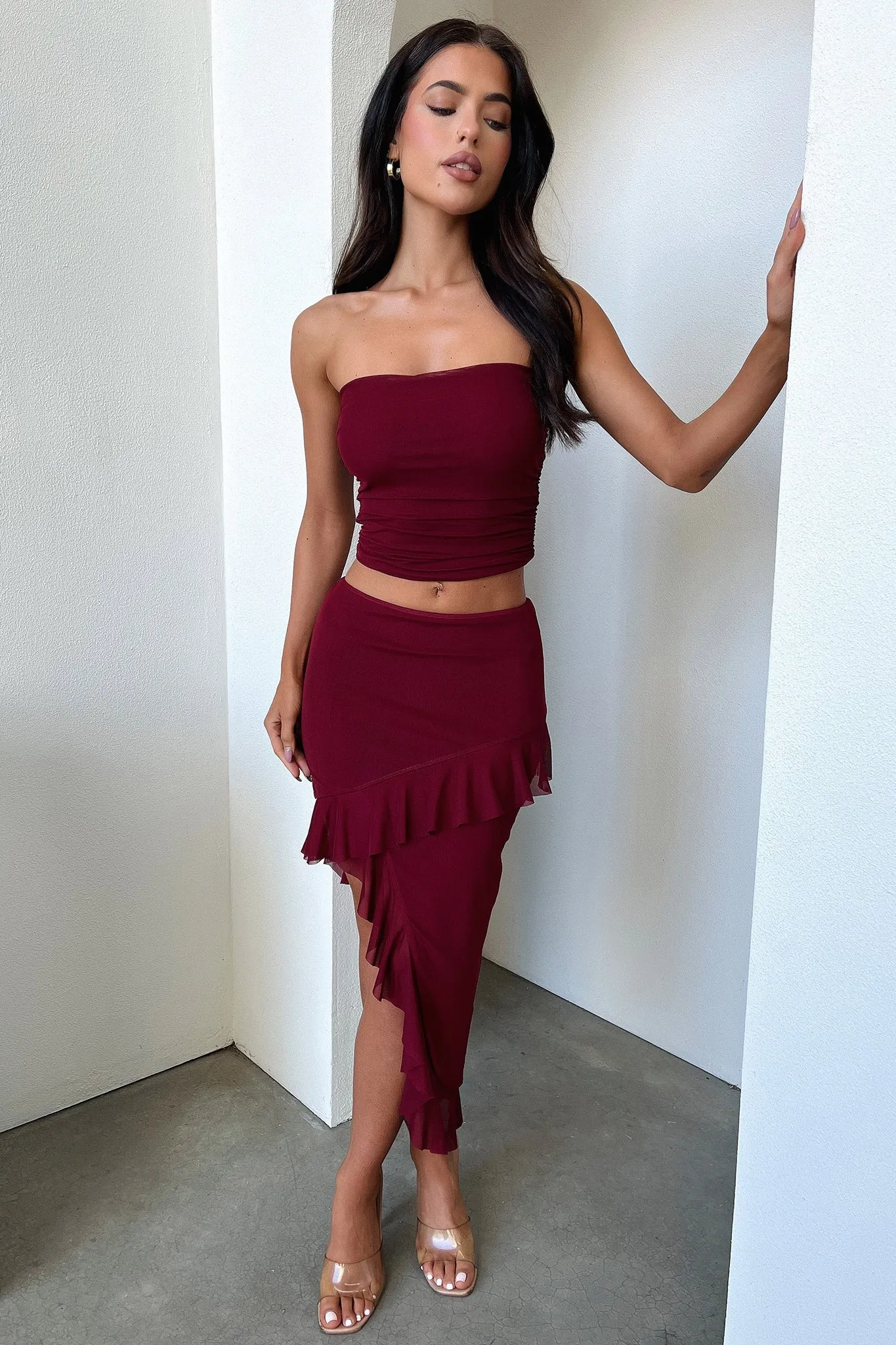 Cardona Skirt - Deep Red Animal Print