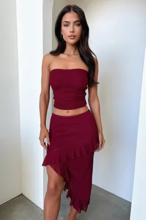 Cool Touch Cotton Rich Cardona Skirt - Deep Red