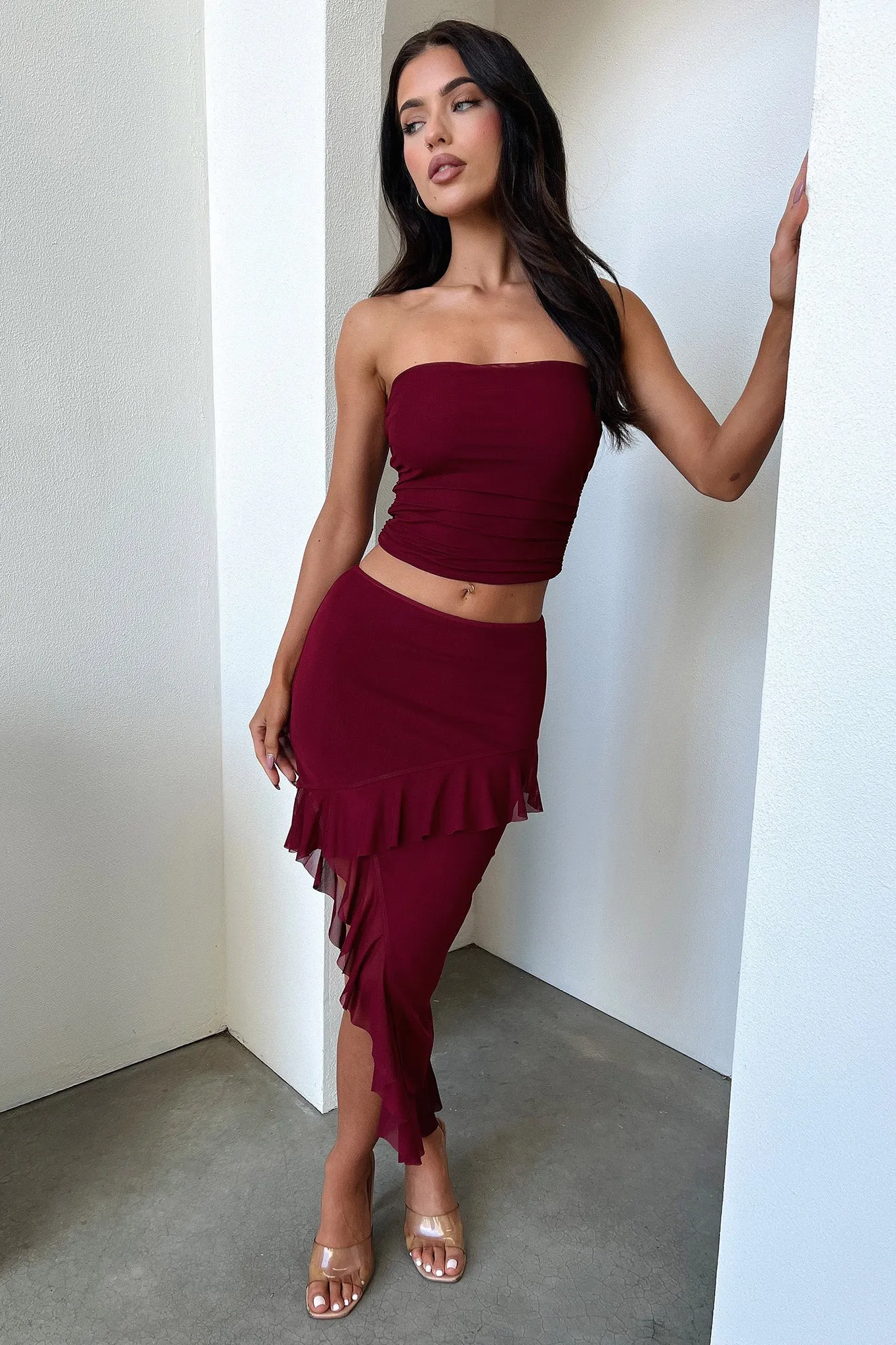 Cardona Skirt - Deep Red Animal Print