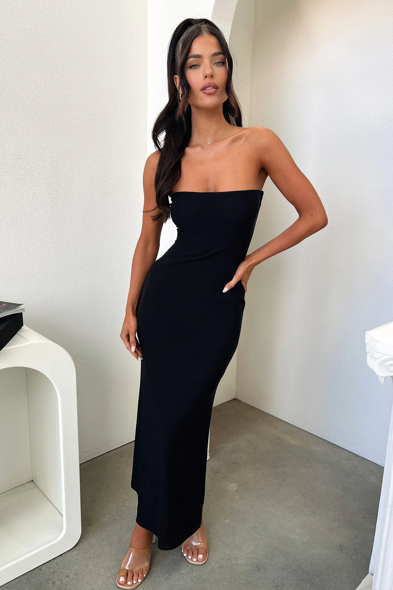Carina Maxi Dress - Black Flared Skirt