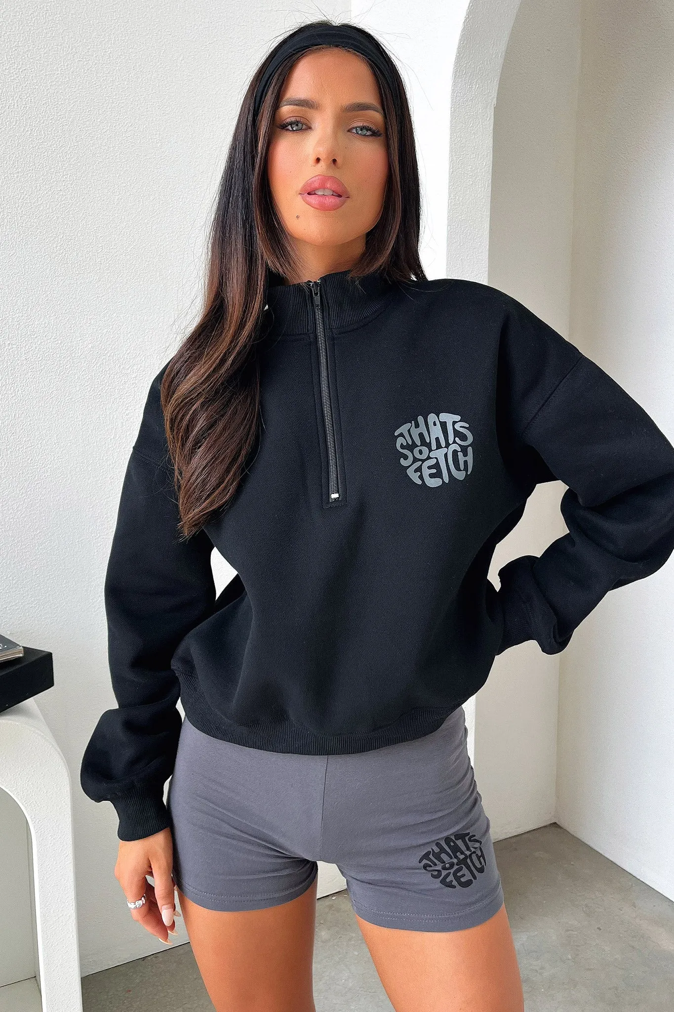 Beckham Half Zip Sweater - Black women's fashion