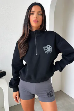 Beckham Half Zip Sweater - Black women's fashion