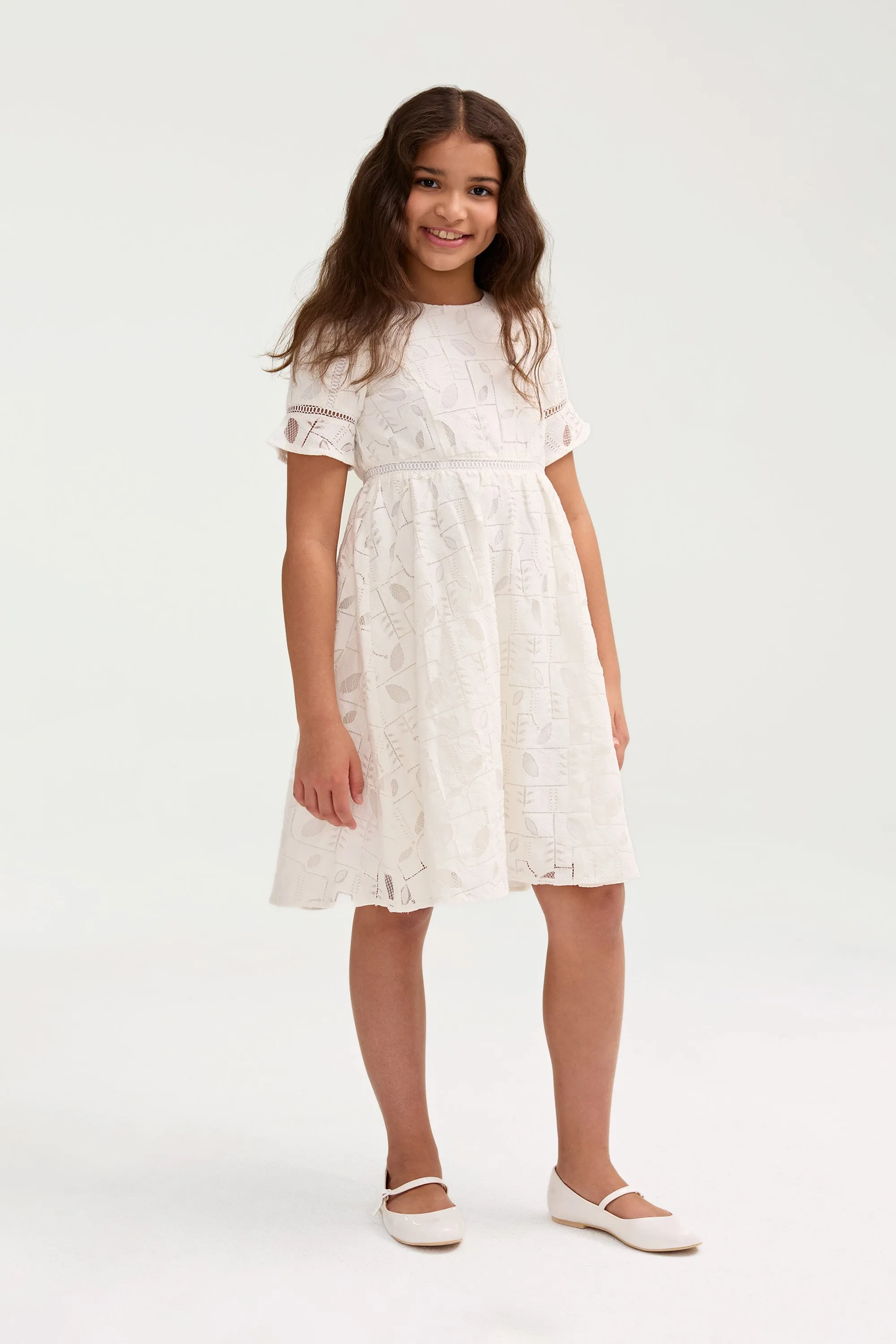 Casual Wearable Rayaa White Lace Dress (Girls)