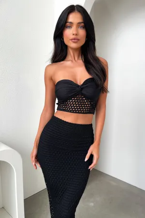 All-Weather Bandeau-Style Topaz Crop - Black