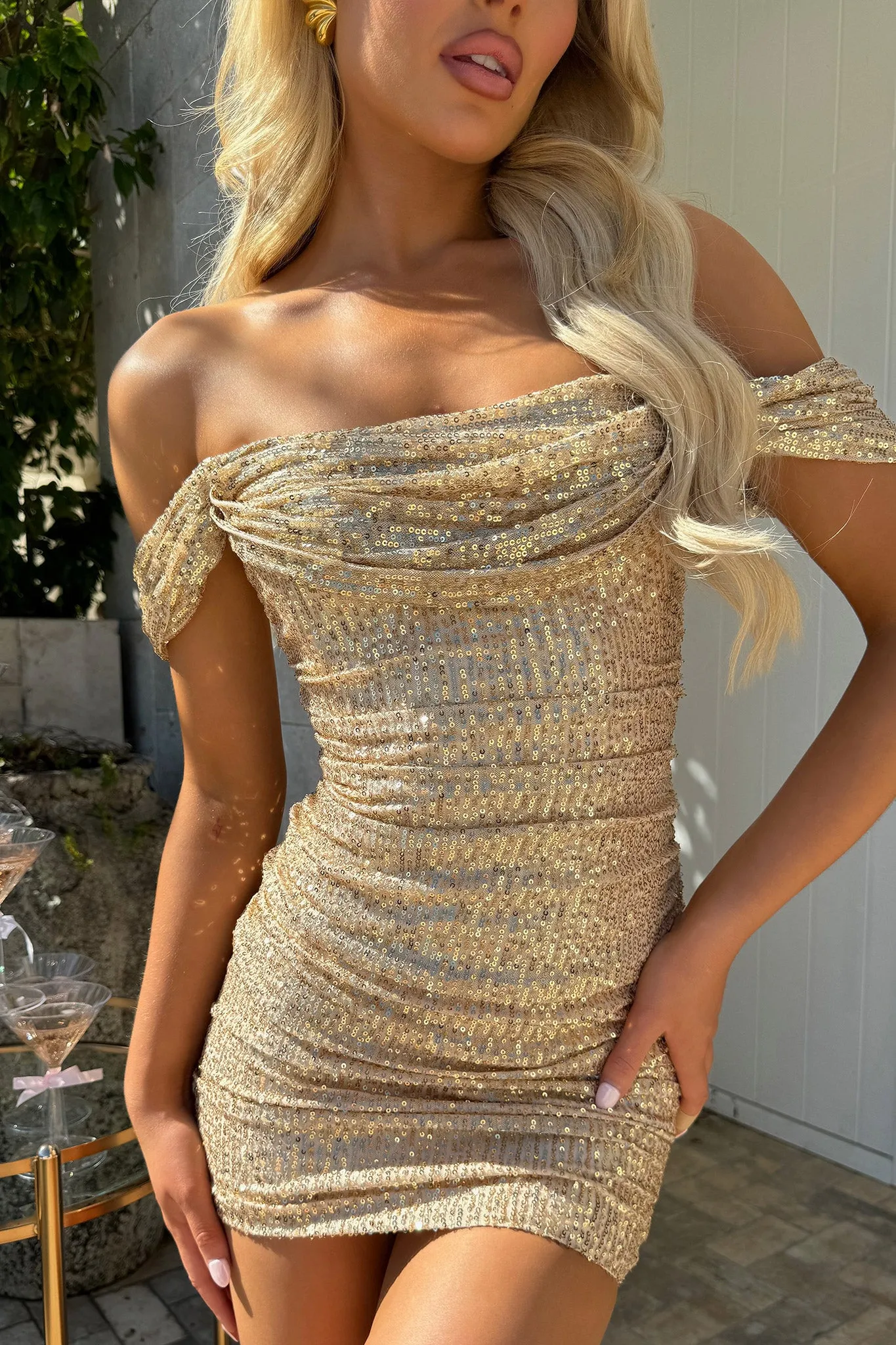 Chain detail Nara Dress - Champagne