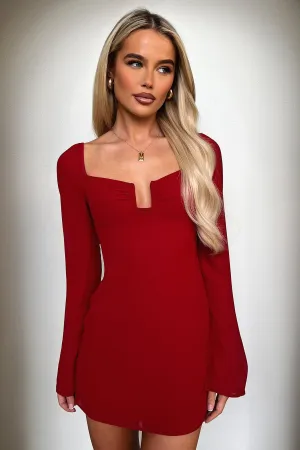 Charisma Long Sleeve Mini Dress - Red Trend fresh