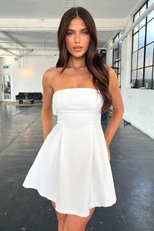Charlize Strapless Mini Dress - White Scene Warm Slim Touch