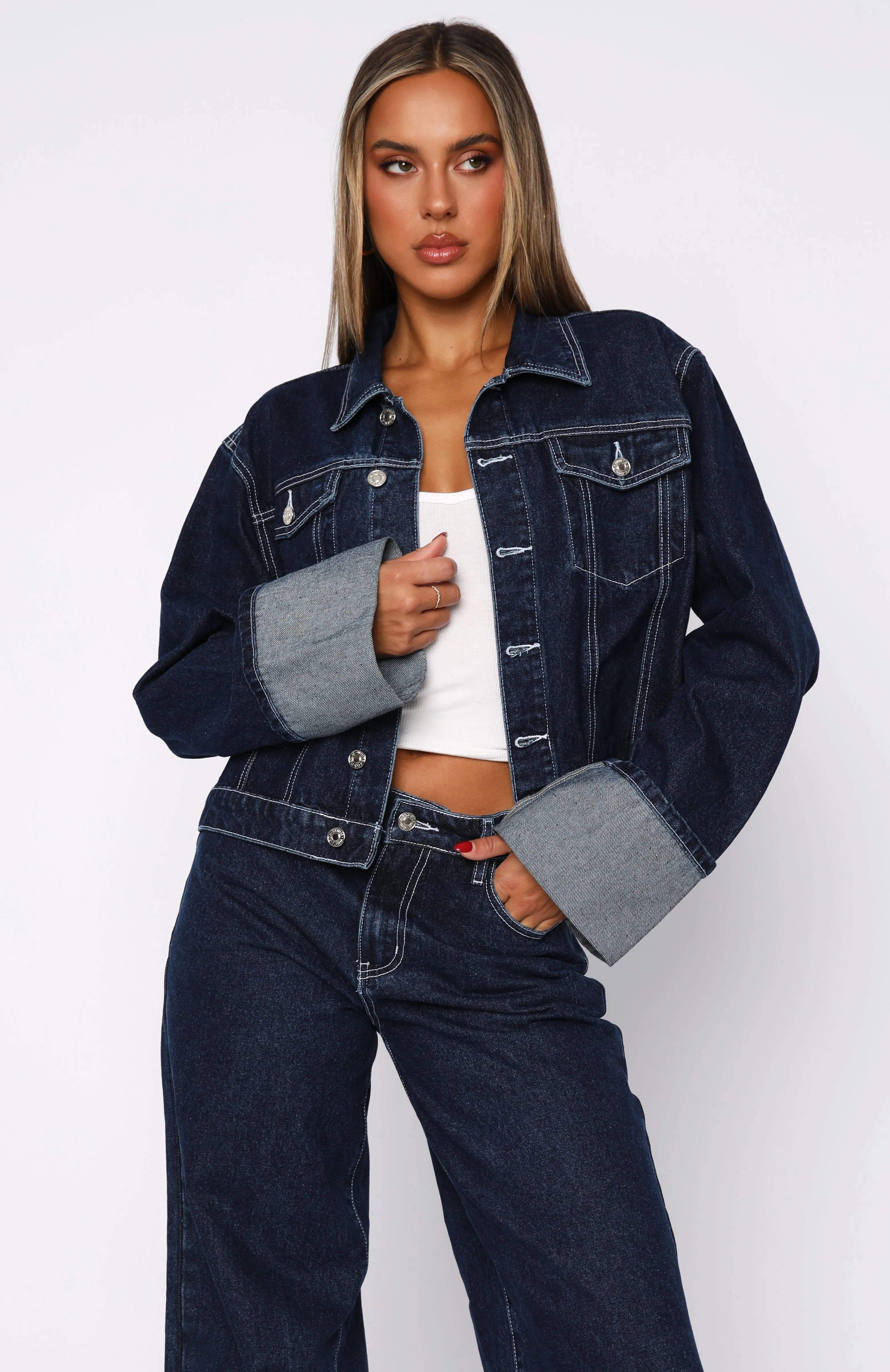 Charlotte Denim Jacket Dark Indigo Casual Daily
