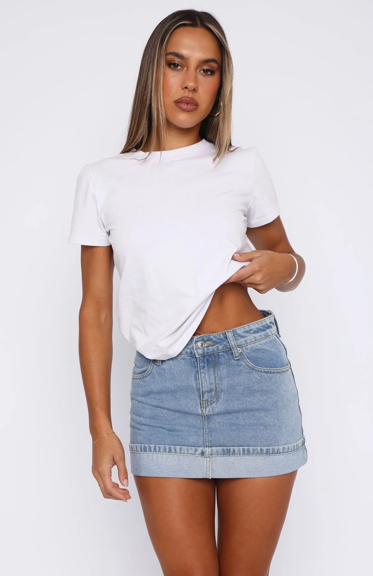 Charlotte Denim Mini Skirt Mid Blue Business casual