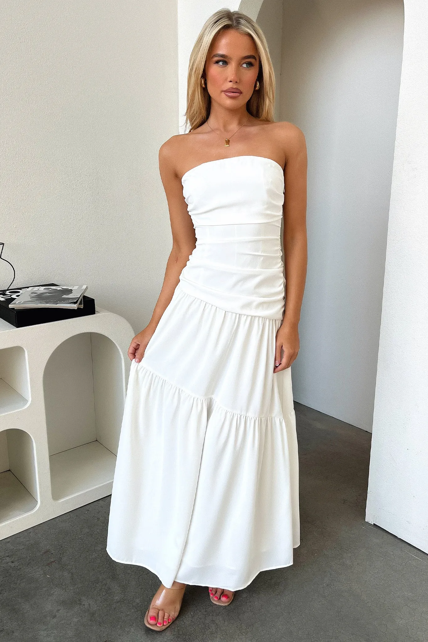 Charlotte Maxi Dress - White Side Slit