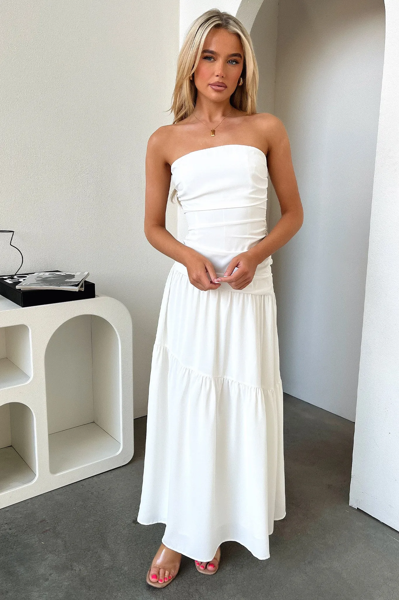 Charlotte Maxi Dress - White Side Slit
