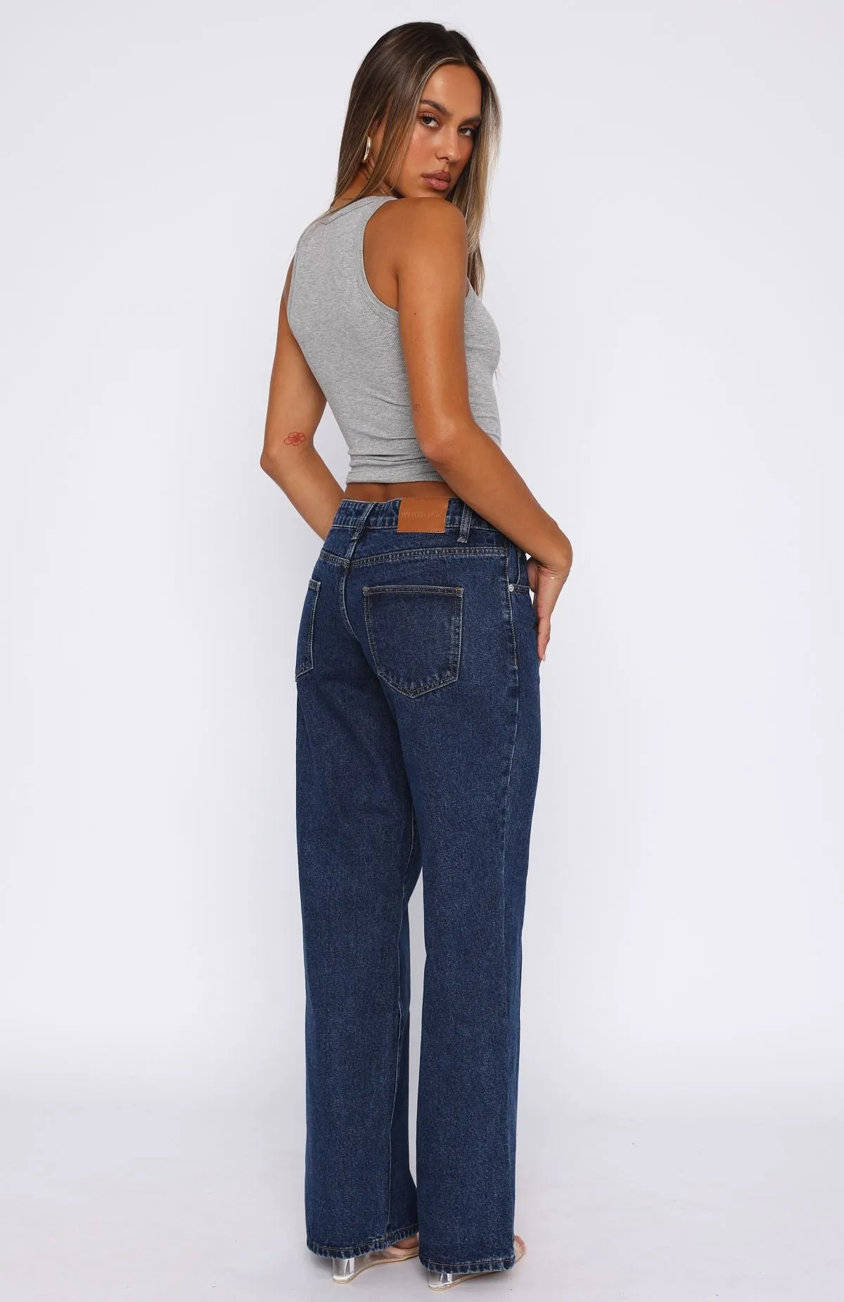 Chelsea Low Rise Straight Leg Jeans Dark Blue Skinny Shaping