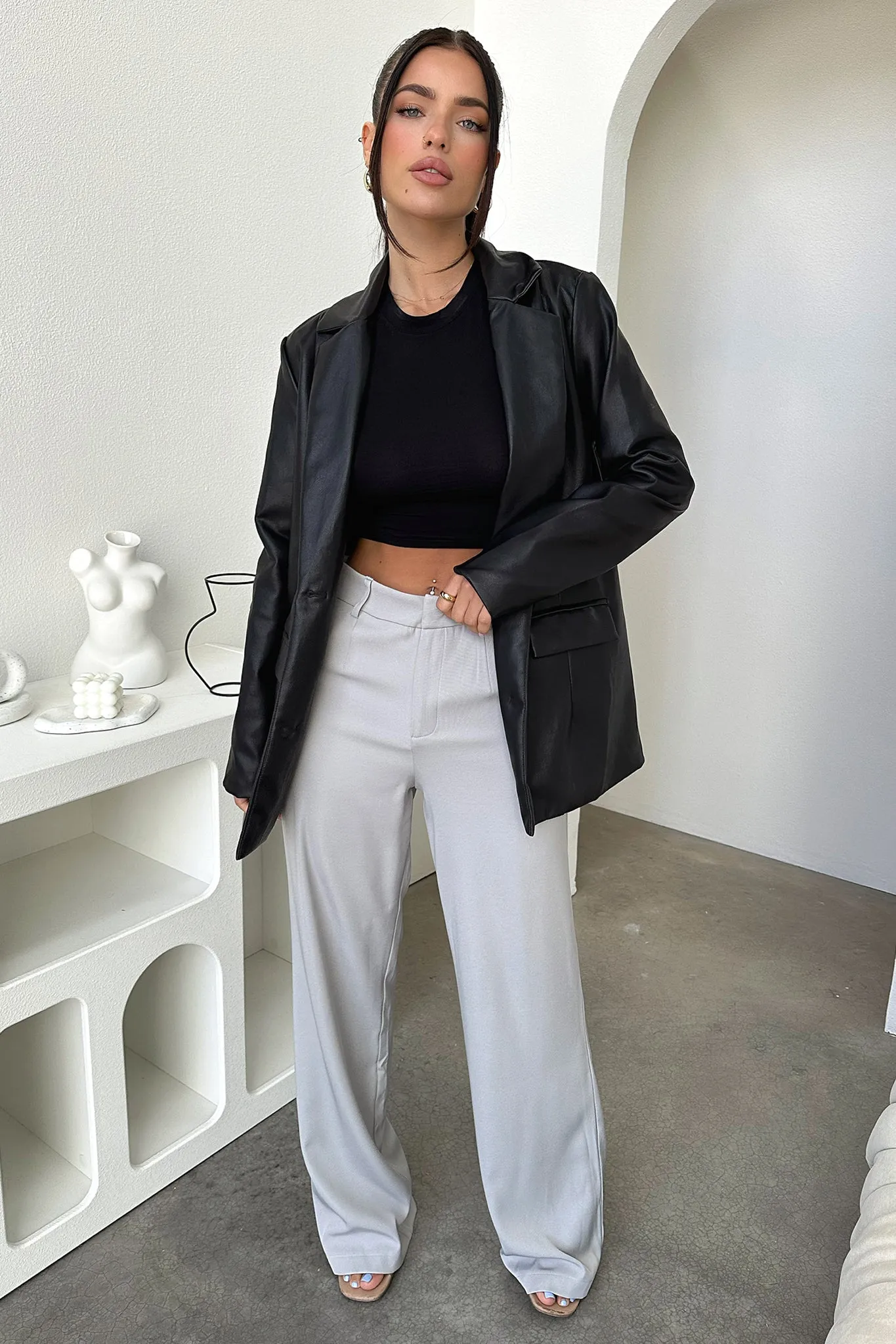 Alaric High Rise Pants - Grey Workwear
