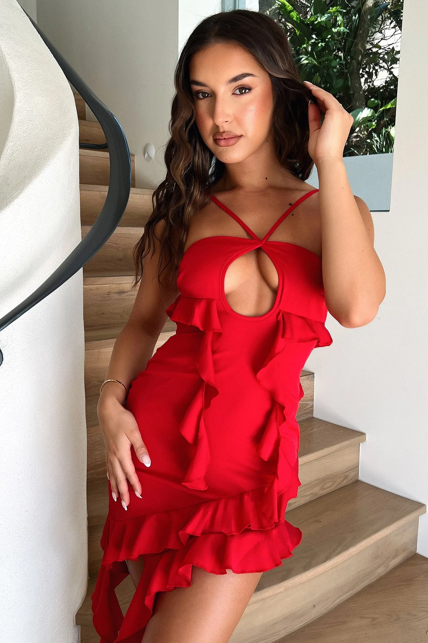 Urban Mode Stylish mini for brunch Gabriela Dress - Red