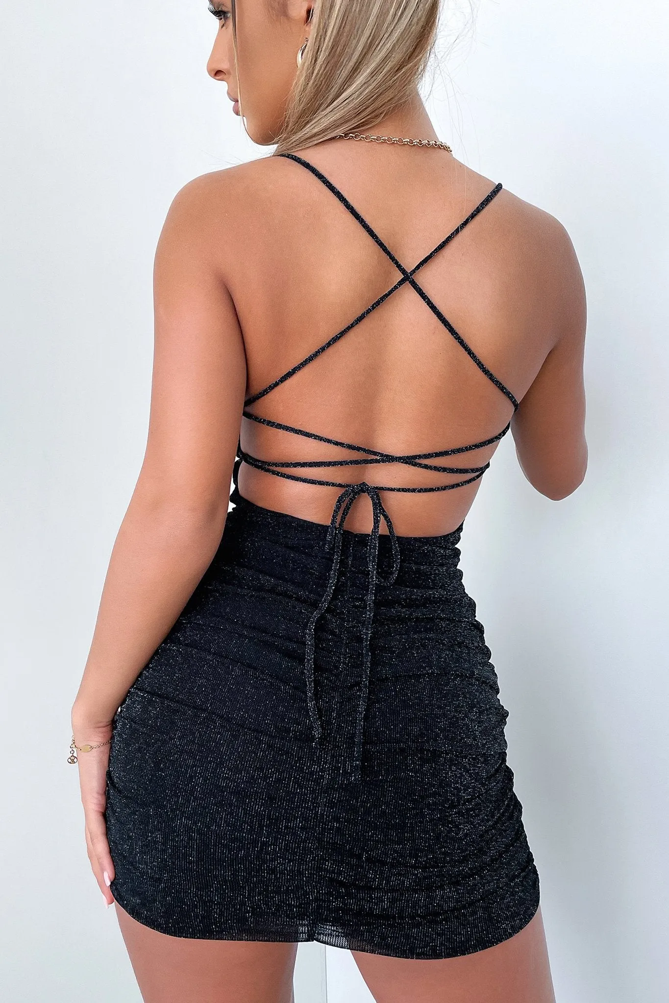 Cia Dress - Black Sparkle Glow Cozy
