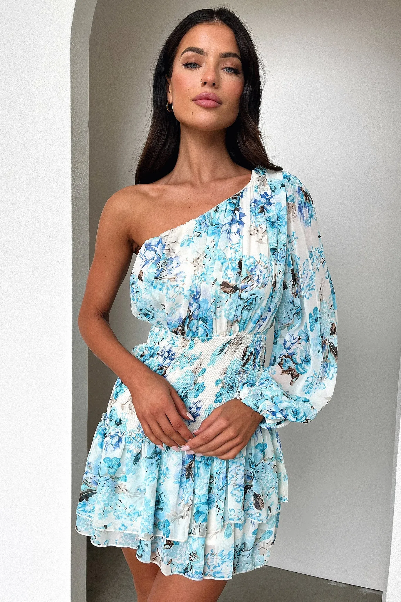Classic Edge Katina Mini Dress - Dark Blue Floral