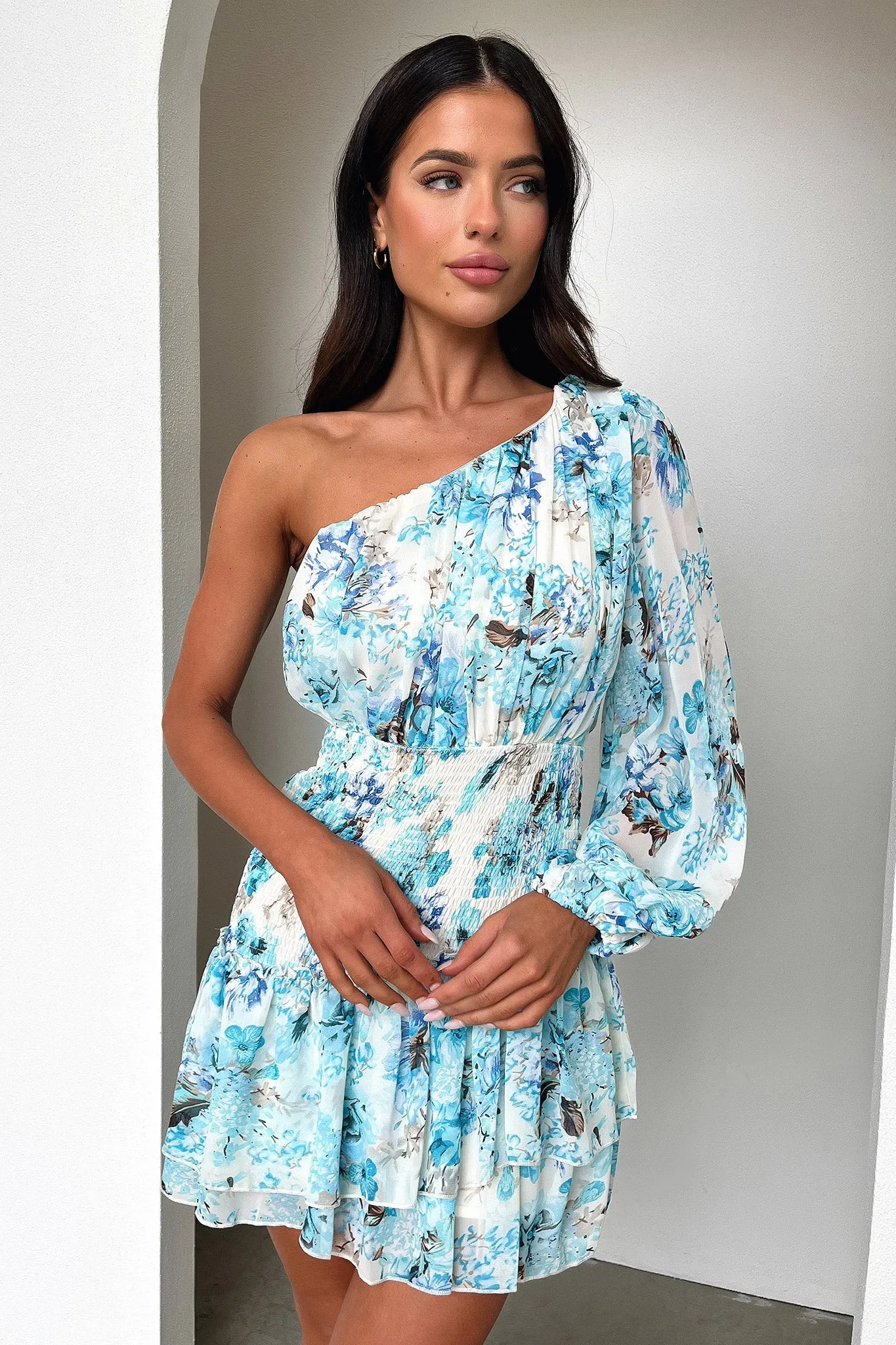 Classic Edge Katina Mini Dress - Dark Blue Floral