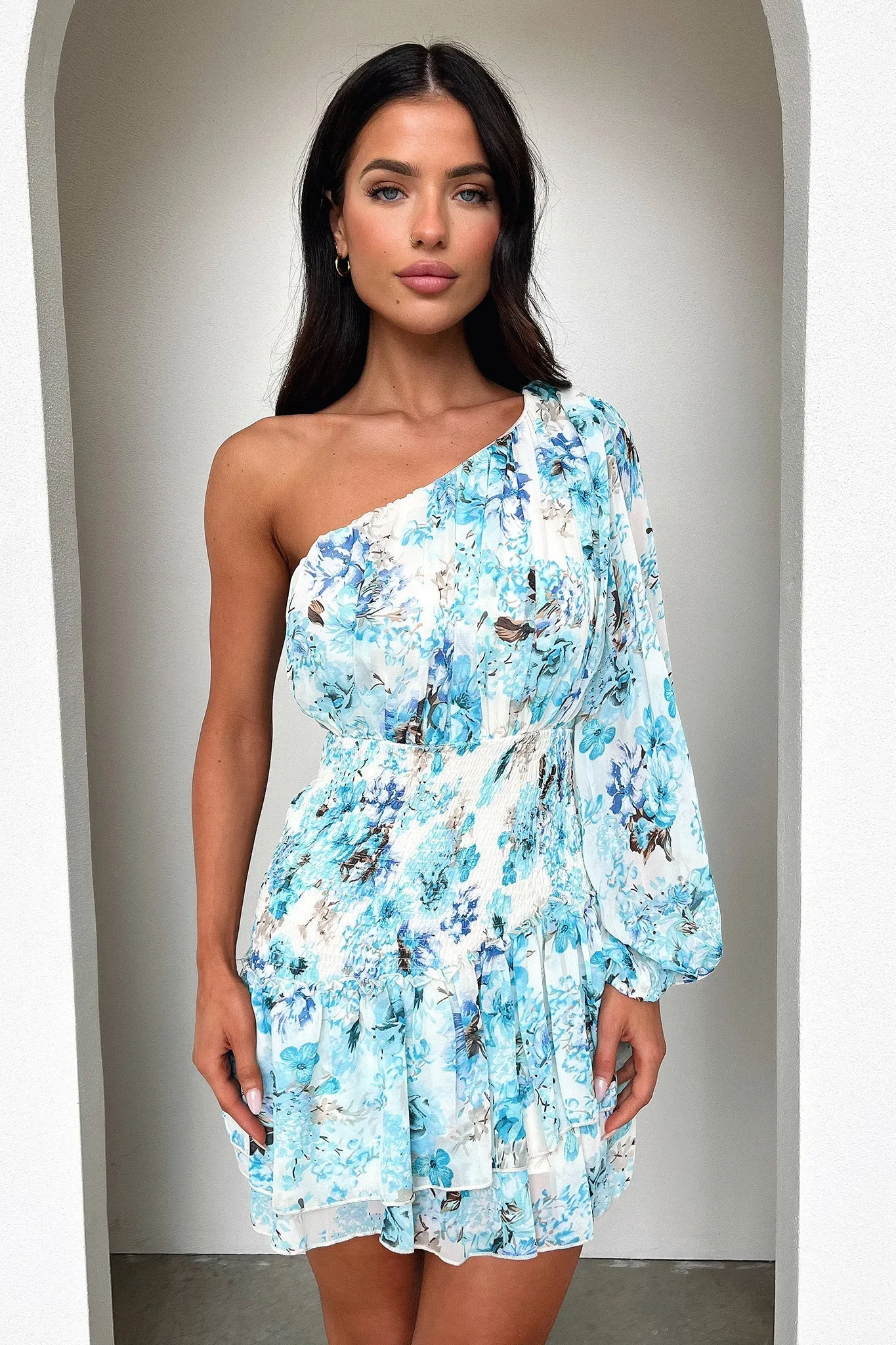Classic Edge Katina Mini Dress - Dark Blue Floral