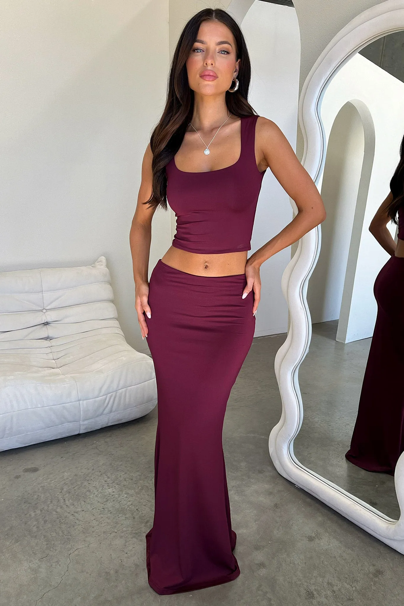 Clementine Maxi Skirt - Wine Light tone