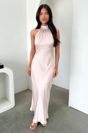 Smooth Flow Daphne High Neck Maxi Dress - Champagne