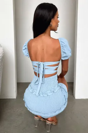 Wonder Dress - Blue Trendy boho-inspired mini