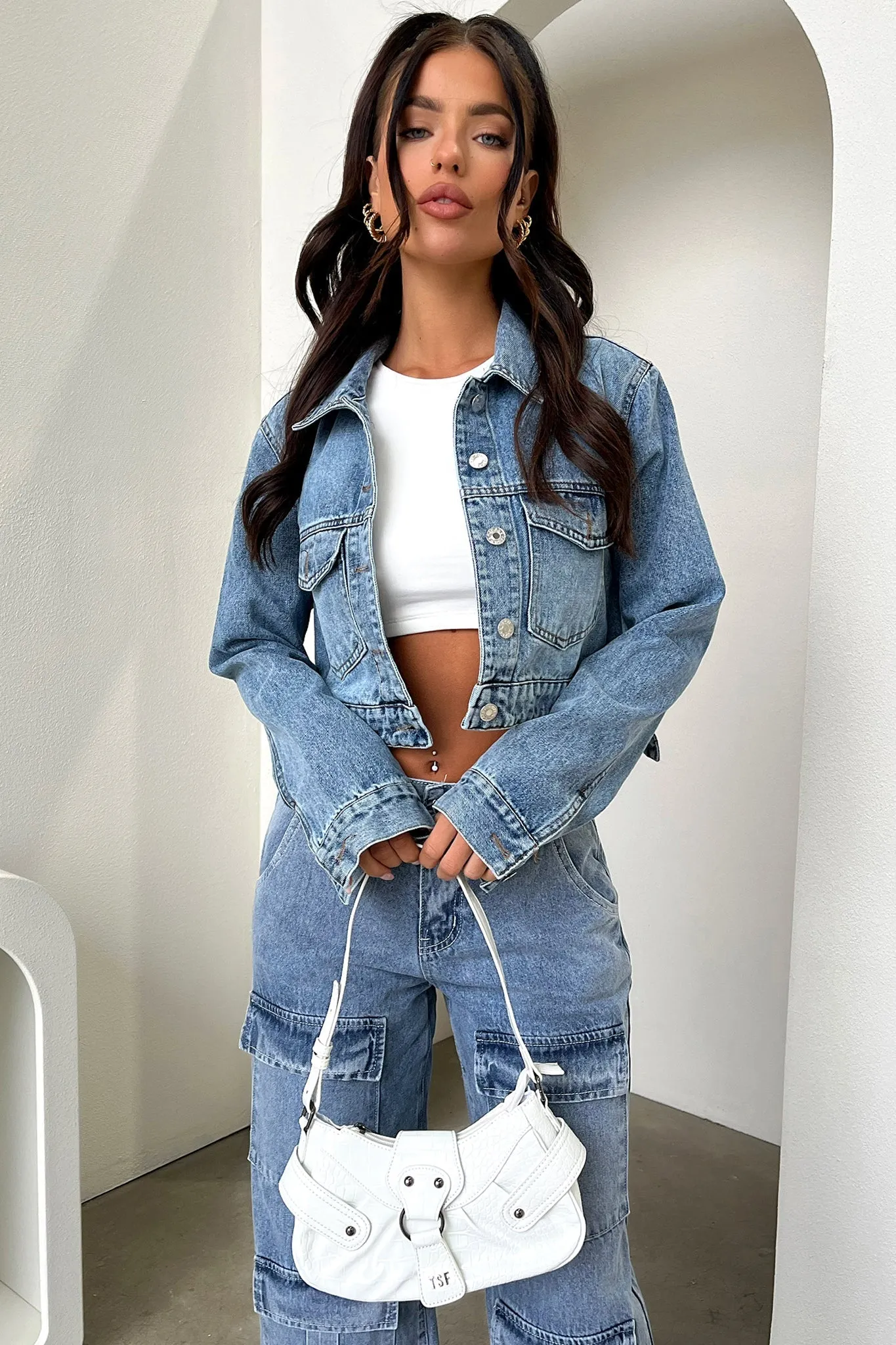 Cozy Fit Adalia Mid Rise Wide Leg Jeans - Blue