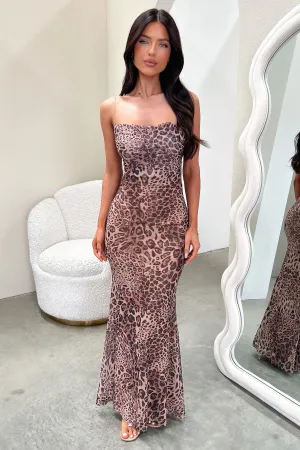 Evening Mist Barb Mesh Maxi Dress - Leopard