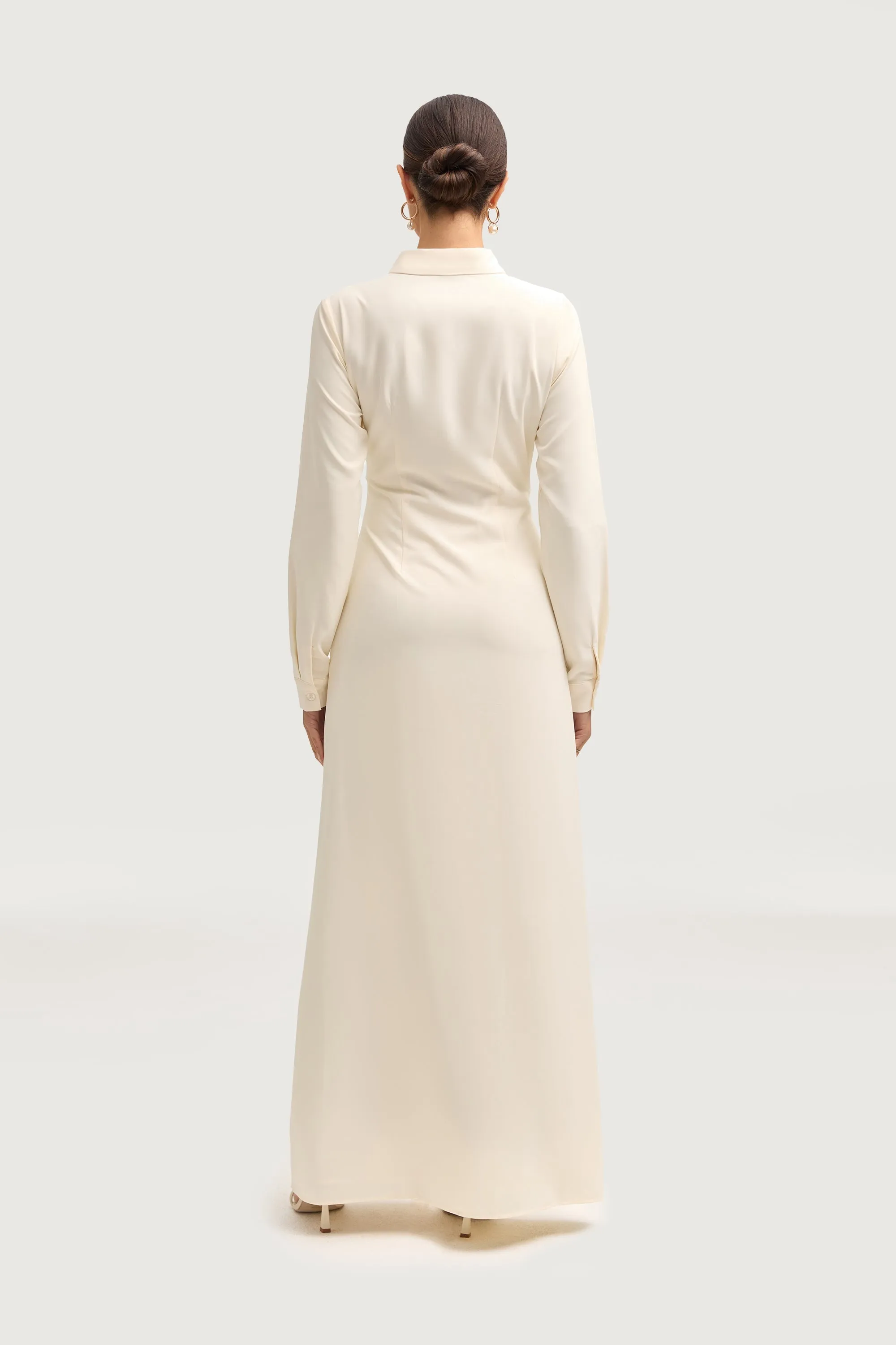 Crystal Detail Sandra Side Tie Maxi Dress - Off White
