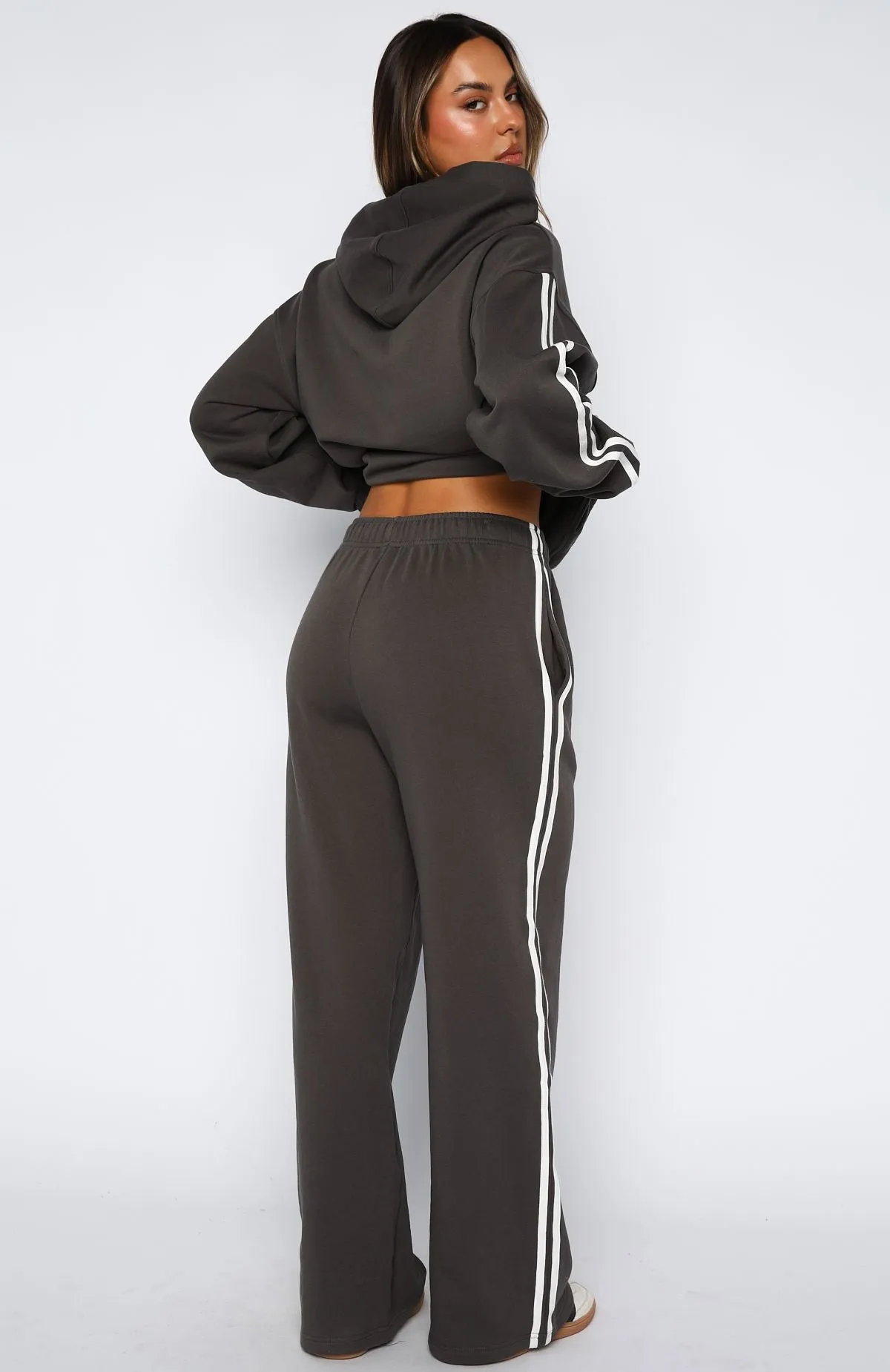 Daily Fit Star Student Wide Leg Sweatpants Charcoal