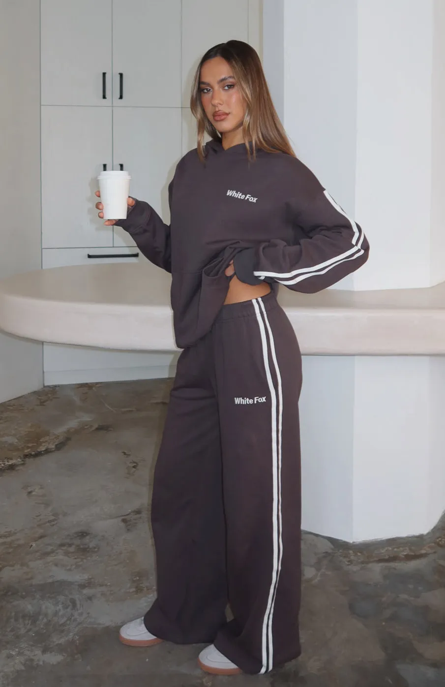 Star Student Wide Leg Sweatpants Charcoal Soft Fabric
