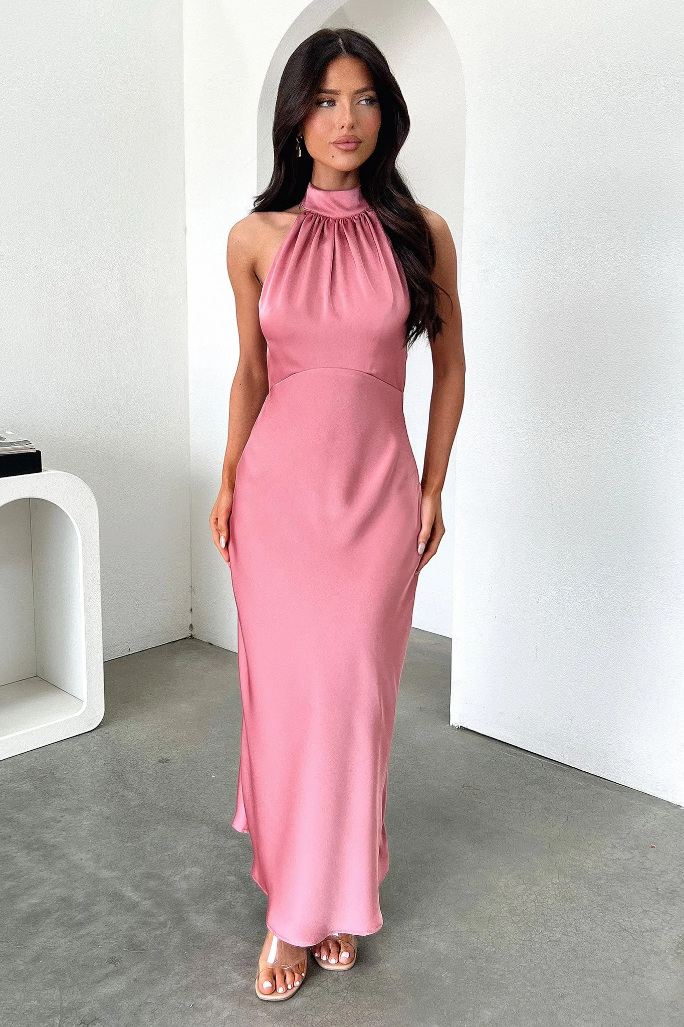 Daphne High Neck Maxi Dress - Rose Soft Sets