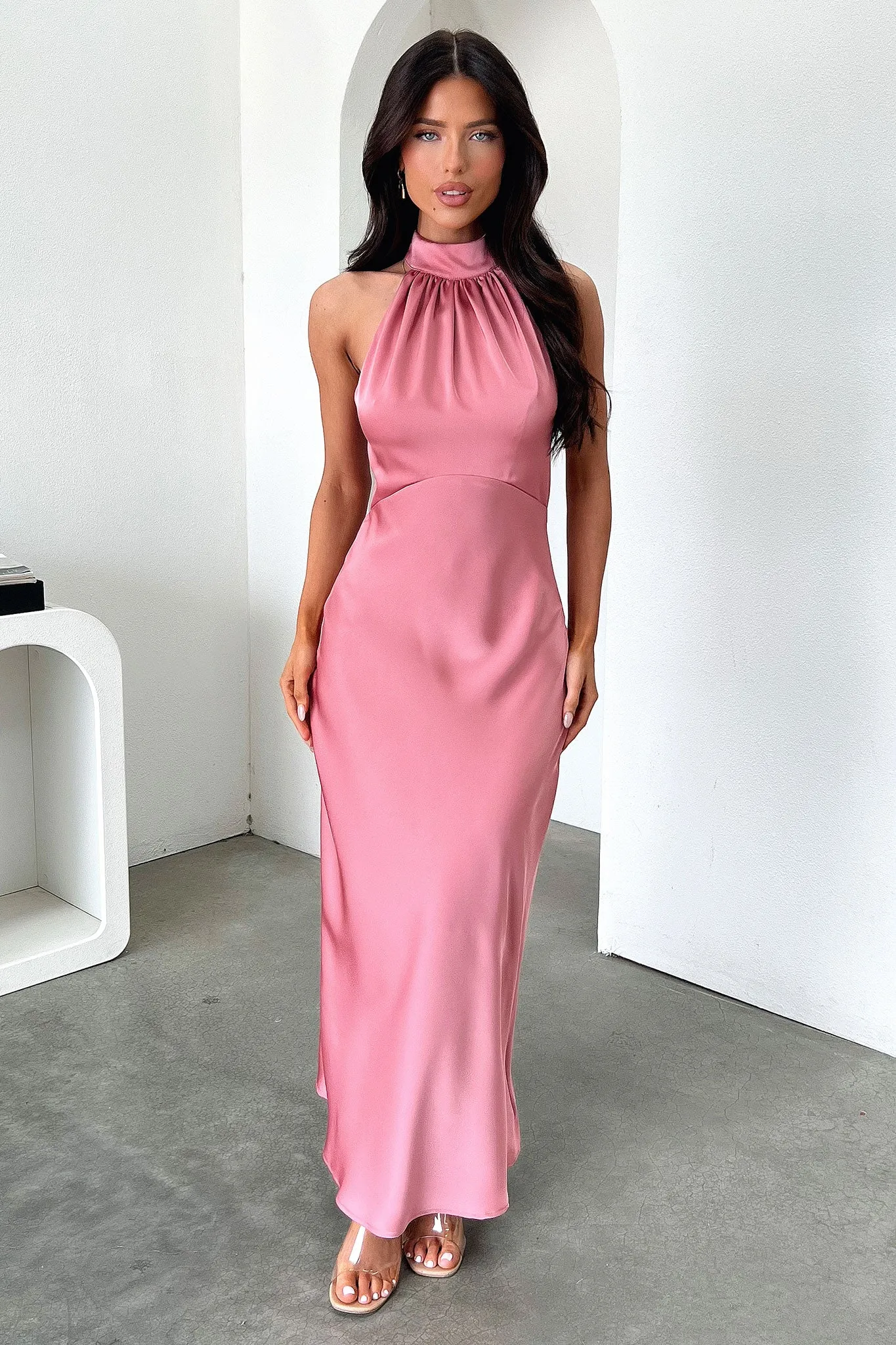 Daphne High Neck Maxi Dress - Rose Soft Sets