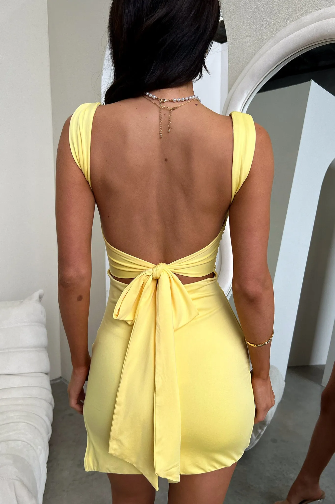 Deanna Dress - Yellow Sheer Mesh