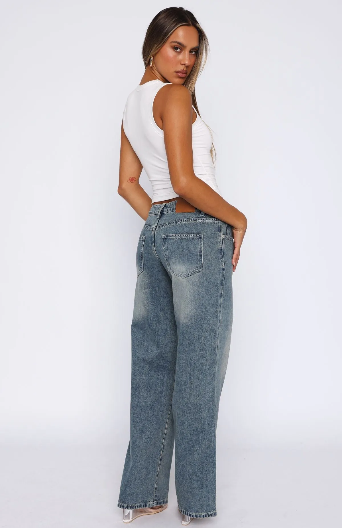 Denim Durable Chelsea Low Rise Straight Leg Jeans Brown Blue Acid