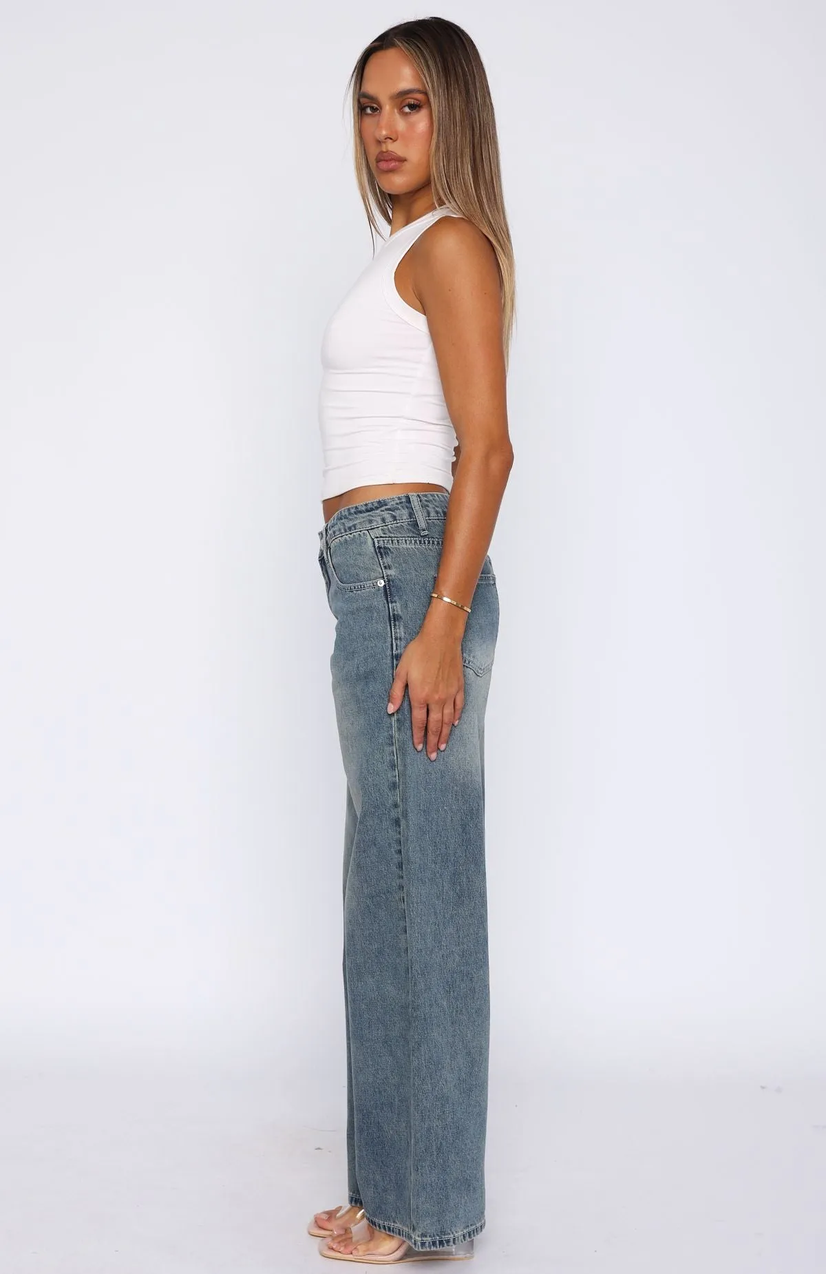 Denim Durable Chelsea Low Rise Straight Leg Jeans Brown Blue Acid